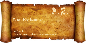 Max Radamesz névjegykártya